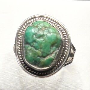 Size9 Vintage Sterling Silver Lg Navajo ring